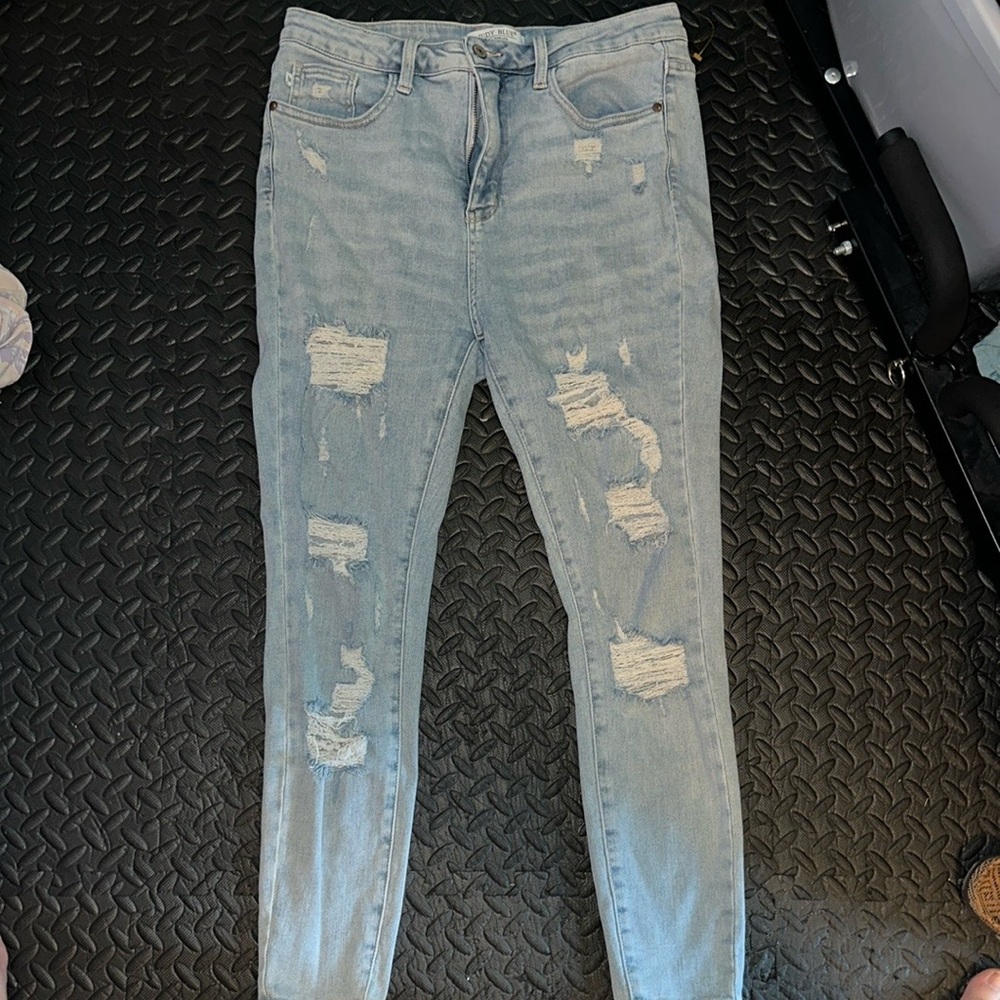 Judy Blue Sky Blue Ripped Skinny Jeans